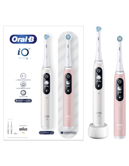 DC! iOM6d.2I6.1 Oral-B iO6 Duo Pack elektriline hambahari White + Pink Sand Extra Käepide