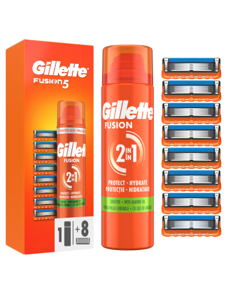 KAST 8 tk! Gillette Fusion5 Raseerija Terad 8 tk + Fusion geel 200ml