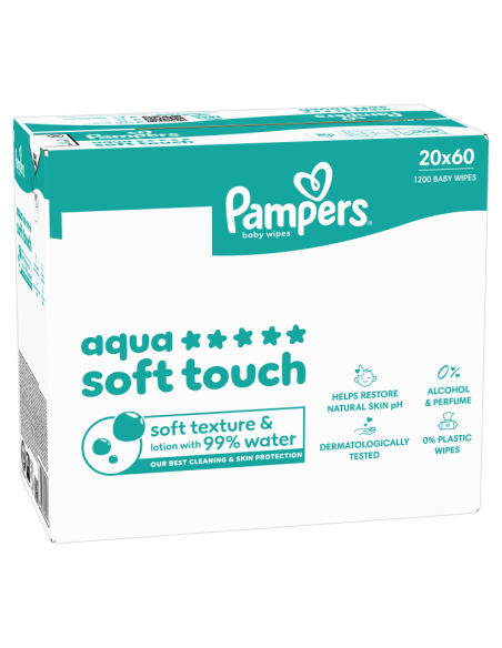 Pampers Aqua Soft Touch niisked beebisalvrätid 20 pk (1200 tk)