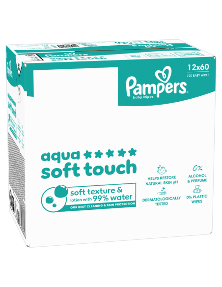 Pampers Aqua Soft Touch niisked beebisalvrätid 12 pk (720 tk)
