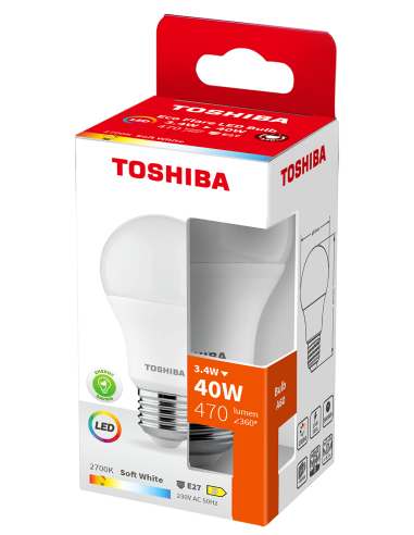 KAST 5 tk! Toshiba LED 3,4W (40W) E27 soe valge...