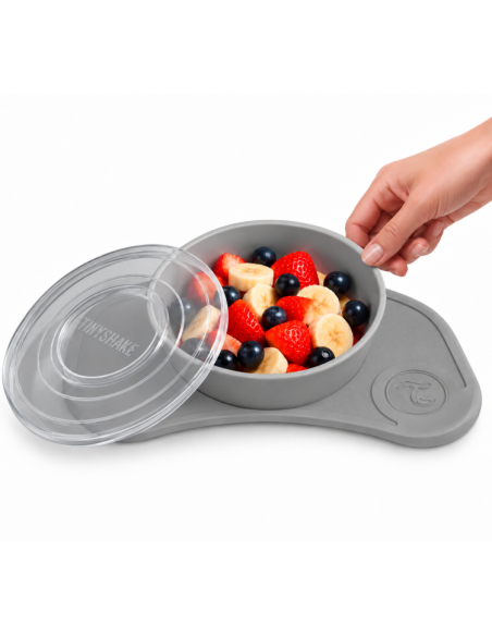 Twistshake Click-Mat Mini iminapaga lauamatt ja taldrik, hall