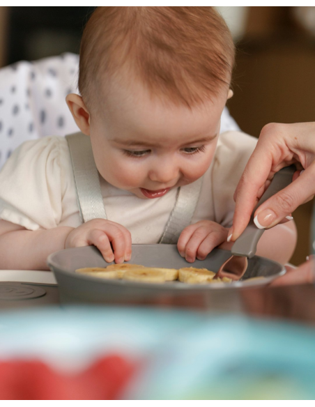 Twistshake Click-Mat Mini iminapaga lauamatt ja taldrik, hall