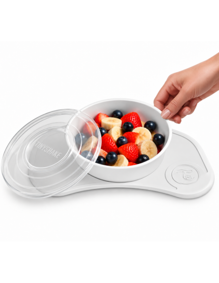 Twistshake Click-Mat Mini iminapaga lauamatt ja taldrik, valge