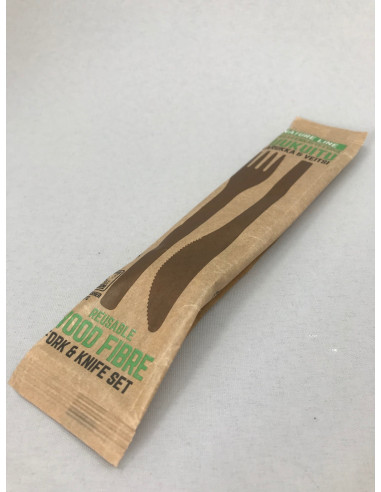 Nature Cutlery komplekt kahvel ja nuga puitkiust korduvkasutatav 1 tk