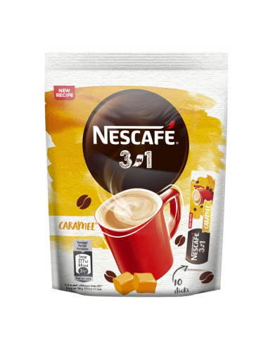 KAST 18 tk! NESCAFÉ® 3in1  karamellimaitseline lahustuv kohvijook pakikeses (10x16g) 160g