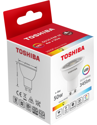 Toshiba LED 4W (50W) GU10 soe valge 345lm