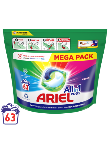 KAST 2 tk! Ariel All-in-1 PODS Colour Pesukapslid, 63 Pesukorda