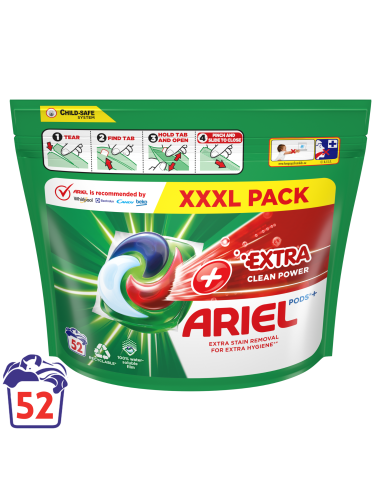 KAST 2 tk! Ariel All-in-1 PODS +Extra Clean Power Pesukapslid, 52 Pesu