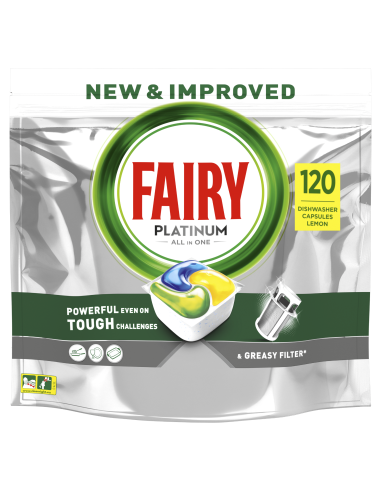 Fairy Platinum All in One’i Nõudepesumasina Tabletid Lemon, 120 Tabletid
