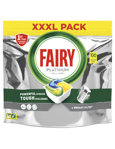 KAST 2 tk! Fairy Platinum All in One’i Nõudepesumasina Tabletid Lemon, 100 Tabletid