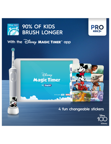 D103.413.2KX Vitality PRO Kids 3+ Disney 100 Elektriline Hambahari + Reisikarp