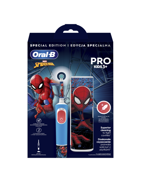 D103.413.2KX Vitality PRO Kids 3+ Spiderman Elektriline Hambahari + Reisikarp