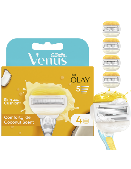 Gillette Venus ComfortGlide Coconut Plus Olay, Varuterad 4 tk
