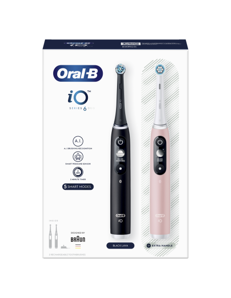 iOM6d.2J6 Oral-B iO6 Duo Pack elektriline hambahari Black + Pink Sand Extra Käepide