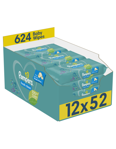 Pampers Fresh Clean Niisked Beebisalvrätid, 12 Pakki, 624 Salvrätti