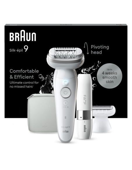 SES9-341 Braun Silk•épil 9 Epilaator + FS1000 Miniraseerija FACE