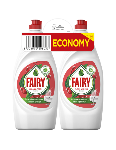 KAST 6 tk! Fairy Nõudepesuvedelik Pomegranate 2 x 900 ml