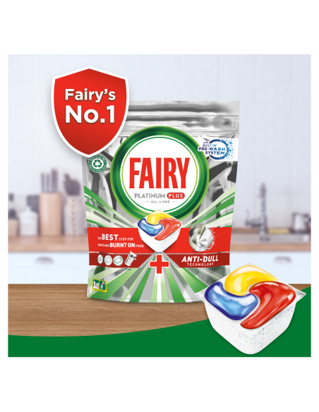 Fairy Platinum Plus All in One’i Nõudepesumasina Tabletid Lemon, 114 tk (6x19tk)