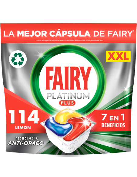 Fairy Platinum Plus All in One’i Nõudepesumasina Tabletid Lemon, 114 tk (6x19tk)