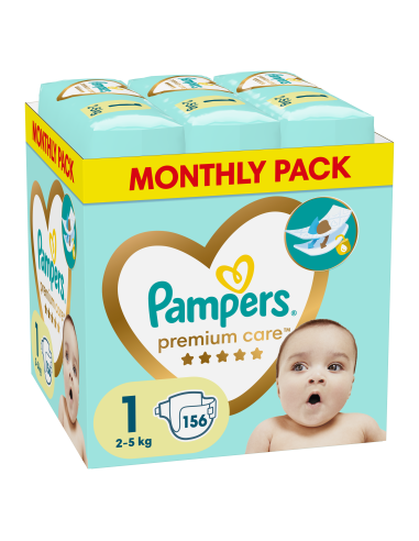 Pampers Premium Care Teipmähkmed, Suurus 1, 156 Mähet, 2-5 kg