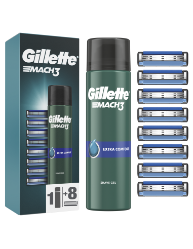 Gillette Mach3 Raseerija Terad, 8 tk + Mach3 geel 200ml