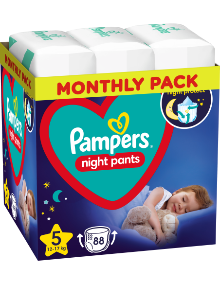 Pampers Night Pants Püksmähkmed, Suurus 5, 88 Mähet, 12kg-17kg