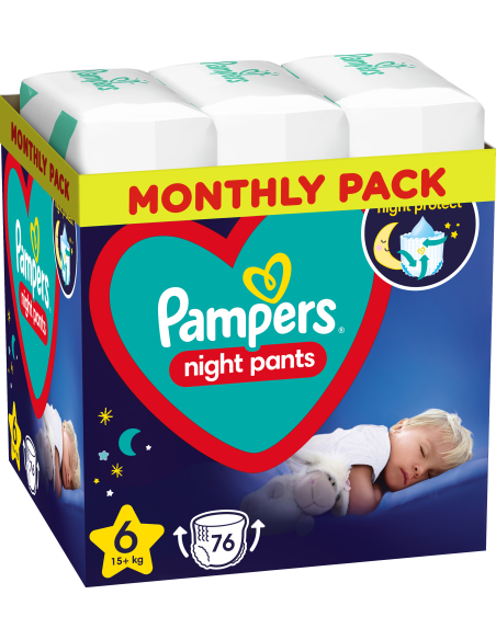 Pampers Night Pants Püksmähkmed, Suurus 6, 76 Mähet, 15+ kg