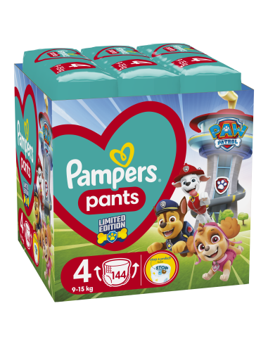 Pampers Pants Paw Patrol Püksmähkmed, Suurus 4, 144 Mähet, 9-15kg