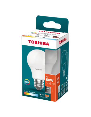 KAST 5 tk! Toshiba LED 8W(60W) E27 soe valge A60 matt 806lm