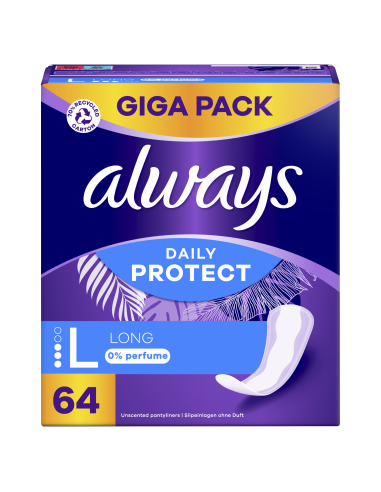 KAST 4 tk! Always Daily Protect Long Pesukaitsmed, 0% Lõhnaaineid, 64 tk