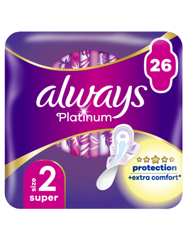 KAST 12 tk! Always Platinum Super Size 2 Hügieenisidemed Tiibadega, Long, 26 tk