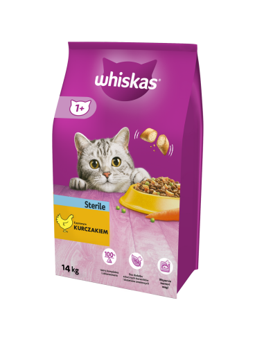 WHISKAS Sterile 14 kg - kuivtoit steriliseeritud kassidele kanaga