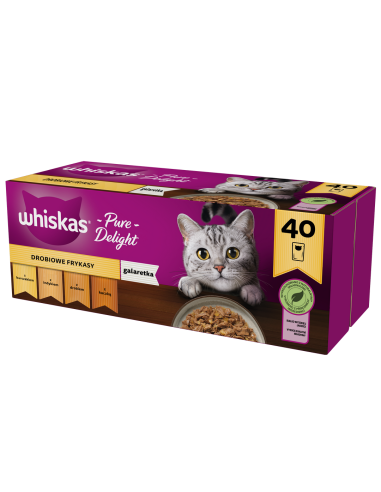 Whiskas Adult 40x85g Pure Delight märgtoit täiskasvanud kassidele, 4 maitset tarretis