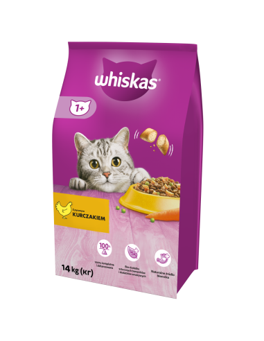 WHISKAS Adult kuivtoit kassidele kana ja köögiviljadega 14 kg