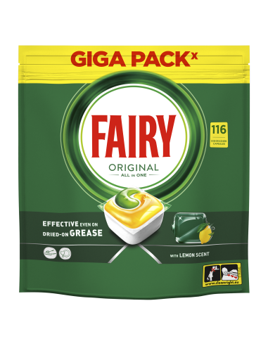KAST 2 tk! Fairy Original All in One Nõudepesumasina Tabletid Lemon, 116 tk