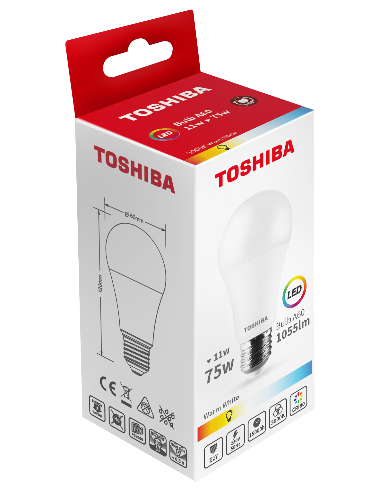 KAST 10 tk! Toshiba LED 11W (75W) E27 soe valge A60 matt 1055lm