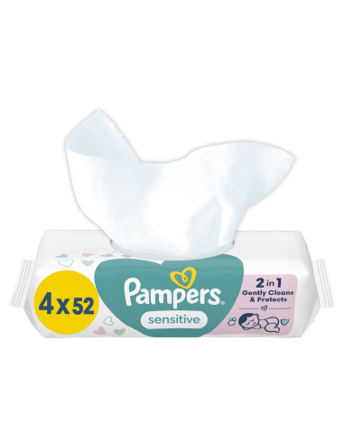 Pampers Sensitive Niisked Beebisalvrätid, 4 Pakki, 208 Salvrätti