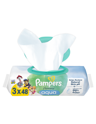 Pampers Harmonie Aqua Baby Niisked Beebisalvrätid, 3 Pakki, 144 Salvrätti