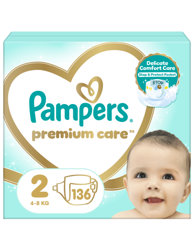Pampers Premium Care Teipmähkmed, Suurus 2, 136 Mähet, 4-8kg