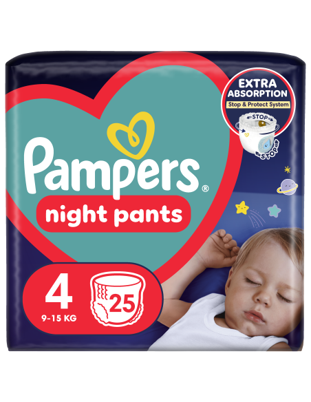 KAST 4 tk! Pampers Night Pants Püksmähkmed, Suurus 4, 25 Mähet, 9-15 kg