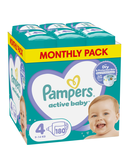 Pampers Active Baby Mähkmed, Suurus 4, 180 Mähet, 9-14 kg