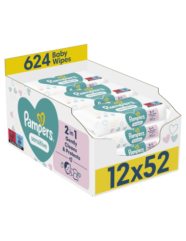 Pampers Sensitive Niisked Beebisalvrätid, 12 Pakki, 624 Niisket Salvrätikut