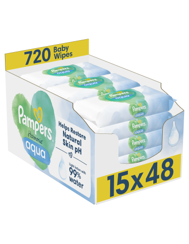 Pampers Harmonie Aqua Niisked Beebisalvrätid, 15 Pakki, 720 Niisket Salvrätikut