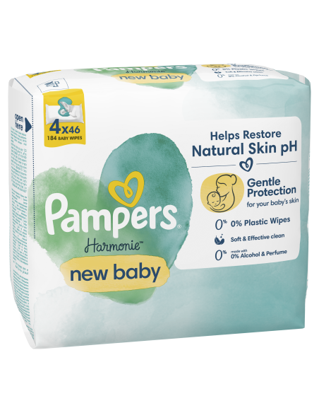 Pampers Niisked Salvrätikud Harmonie New Baby, 4 Pakki, 184 Salvrätikut