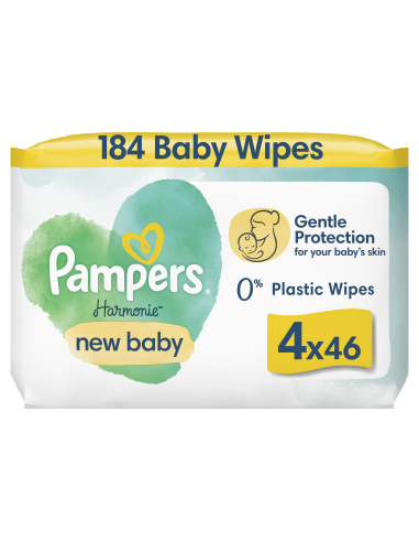 KAST 3 tk! Pampers Niisked Salvrätikud Harmonie New Baby, 4 Pakki, 184 Salvrätikut 