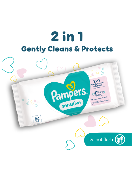 Pampers Sensitive Niisked Beebisalvrätid, 4 Pakki, 208 Salvrätti