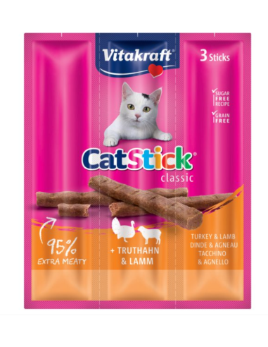 KAST 20 tk! Vitakraft Cat Stick maiusepulgad kassidele kalkun ja lammas