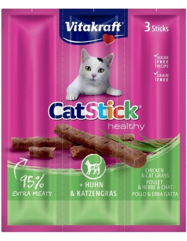 Vitakraft Cat Stick maiusepulgad kassidele kana ja muruga
