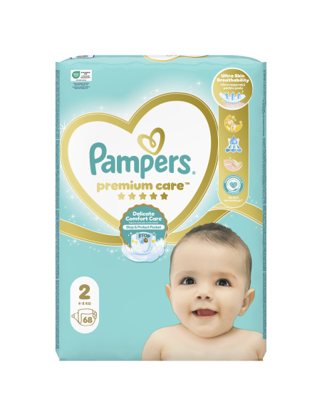 KAST 2 tk! Pampers Premium Care Mähkmed,  Suurus 2 (Mini), 4–8 Kg, 68 Mähet